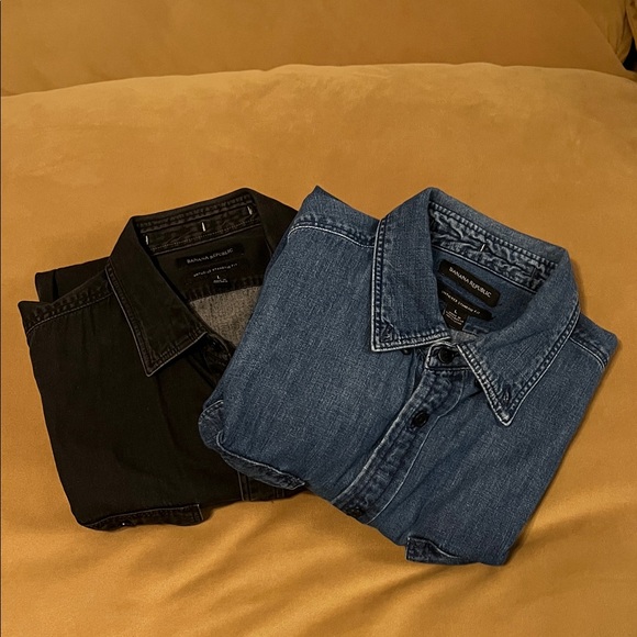 Banana Republic Other - Banana Republic Denim Shirt Bundle | Men’s L | Black & Blue | Untucked Standard